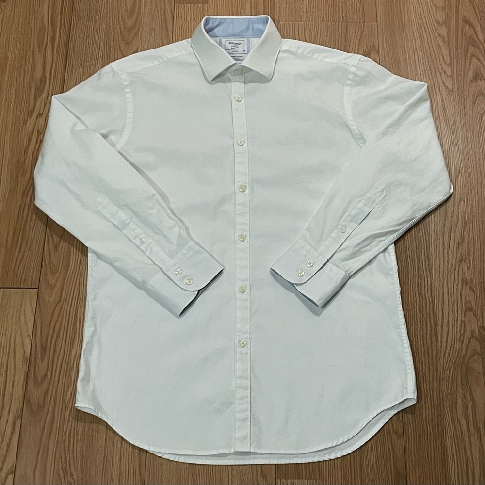 TM Lewin Men’s 16-33 Long Sleeve Button Up Shirt Slim White Egyptian Cotton